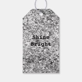 Etiqueta Para Presente Silver Glitter Sparkle