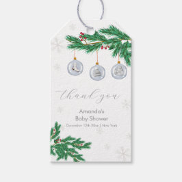 Etiqueta Para Presente Silver Winter Clothesline Ornaments Baby Shower