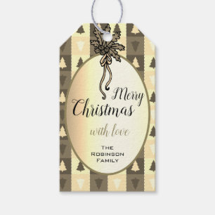 Etiqueta Para Presente Símbolos de Natal Elegante e Dourado personalizad