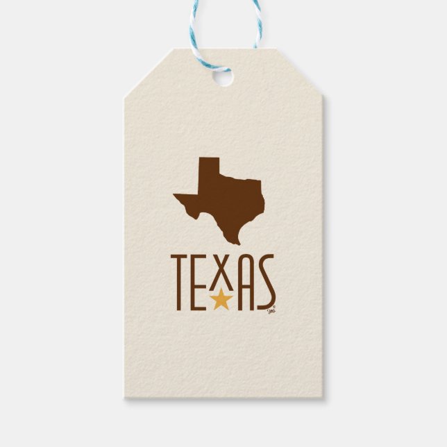 Etiqueta Para Presente Símbolos do Texas, Estado do Texas, marrom (Frente)