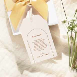 Etiqueta Para Presente Simple Boho Arch Ivory Wedding Bem-vindo