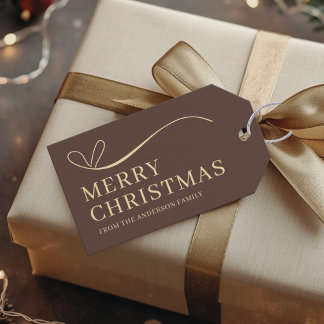 Etiqueta Para Presente Simple brown modern Merry Christmas