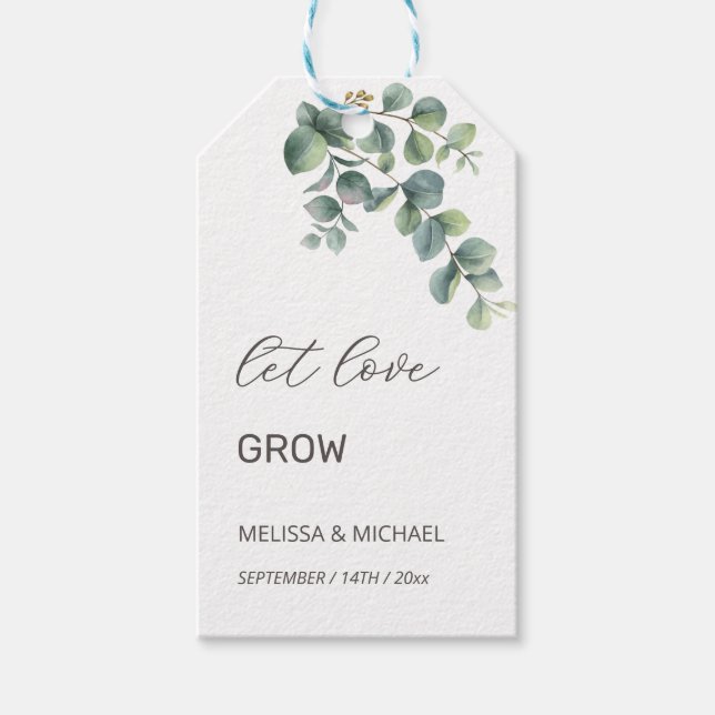Etiqueta Para Presente Simple Eucalyptus Leave  Wedding  (Frente)