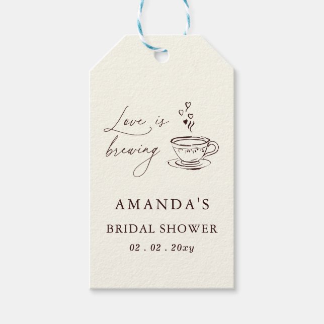 Etiqueta Para Presente Simple Love is Brewing Coffee Bridal Shower  (Frente)