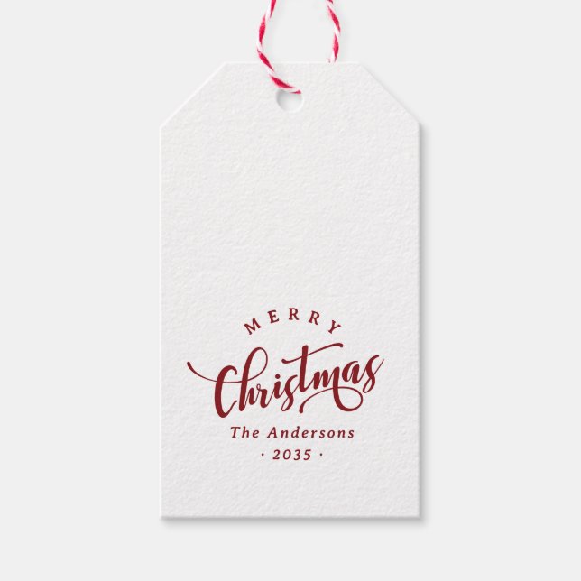 Etiqueta Para Presente Simple Merry Christmas Calligraphy Script (Frente)