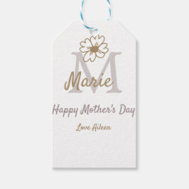 Etiqueta Para Presente simple minimal mother's day monogram golden gray f