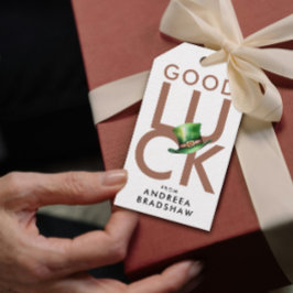 Etiqueta Para Presente Simple Mocha Brown Boa Sorte O Chapéu do Dia de Pa