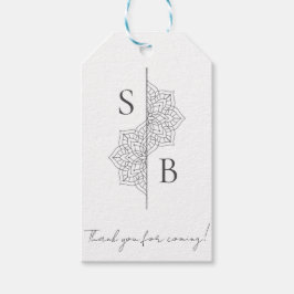 Etiqueta Para Presente Simple Modern Boho Monograma Mandala Casamento
