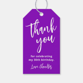 Etiqueta Para Presente Simples Agradecimento de Aniversário Roxo e Branco