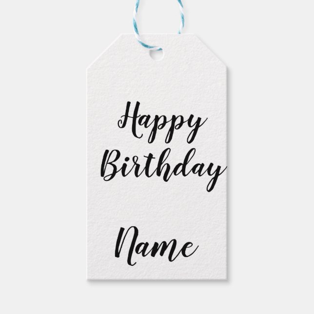 Etiqueta Para Presente simples e mínimo feliz aniversário adicione seu no (Frente)