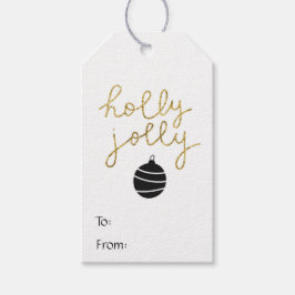 Etiqueta Para Presente Simples Enfeites de natal preto holly jolly