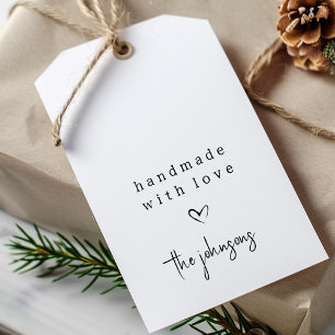 Etiqueta Para Presente Simples feito à mão com coração de amor Preto e