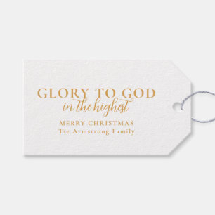 Etiqueta Para Presente Simples Glória a Deus Natal Religioso Dourado