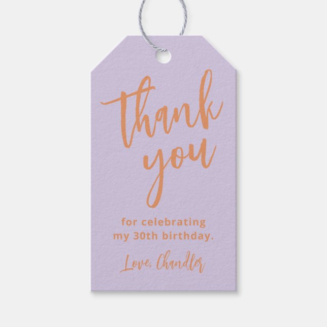 Etiqueta Para Presente Simples Lilás Roxo Agradecimento de Aniversário (Frente)