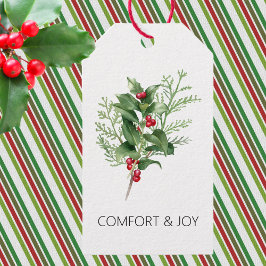 Etiqueta Para Presente Simples Natal Holly & Greenery