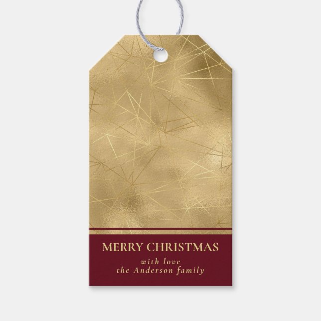 Etiqueta Para Presente Simples Red & Faux Dourado Feliz Natal (Frente)