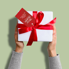 Etiqueta Para Presente Simples Red Script de Feliz Natal