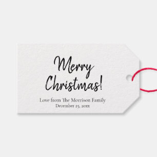 Etiqueta Para Presente Simples script personalizado preto branco Natal
