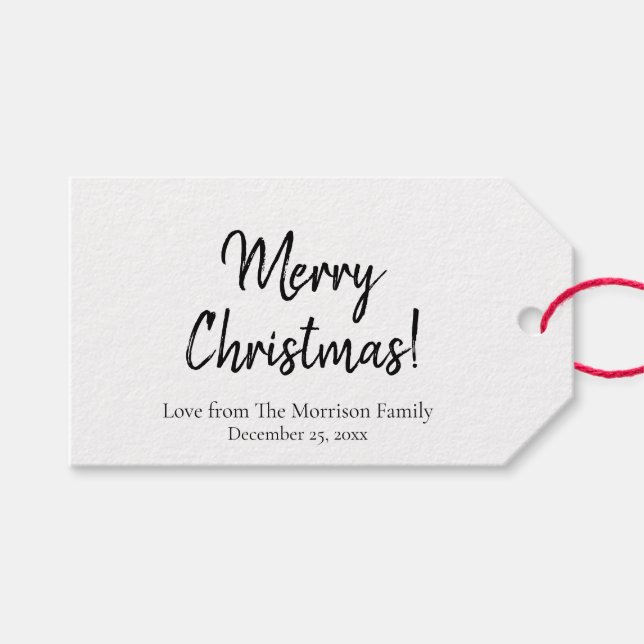Etiqueta Para Presente Simples script personalizado preto branco Natal (Frente (horizontal))