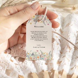 Etiqueta Para Presente Simples Wildflower Fern Beige Weding Bem-vindo
