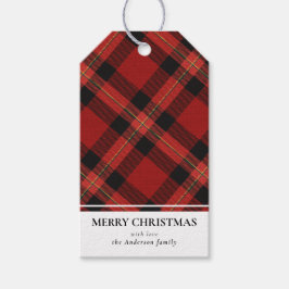Etiqueta Para Presente Simples Xadrez Vermelha de Buffalo Vermelha Feliz 
