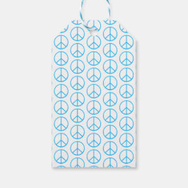 Etiqueta Para Presente Sinal de Paz Azul Moderno Retro Divertido