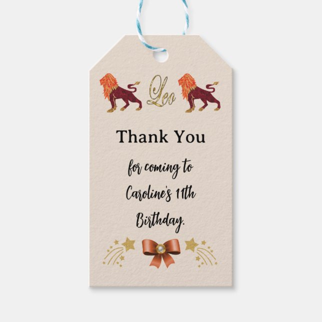 Etiqueta Para Presente Sinal Zodíaco Pintado Dourado Literatura de Leão (Frente)