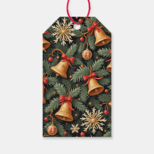 Etiqueta Para Presente Sinos de feriado, padrão decorativo.