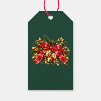Etiqueta Para Presente Sinos de Natal Arco Vermelho Festivo