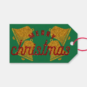 Etiqueta Para Presente Sinos de Natal com brilho