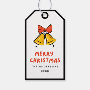 Etiqueta Para Presente Sinos de Natal Desenhados à Mão Feliz Natal
