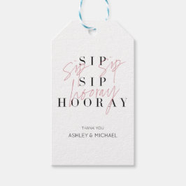 Etiqueta Para Presente Sip Sip Hooray Black White Festa de noivado Rosa
