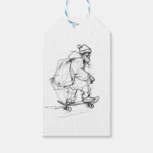 Etiqueta Para Presente Skateboard Santa Claus com Presentes