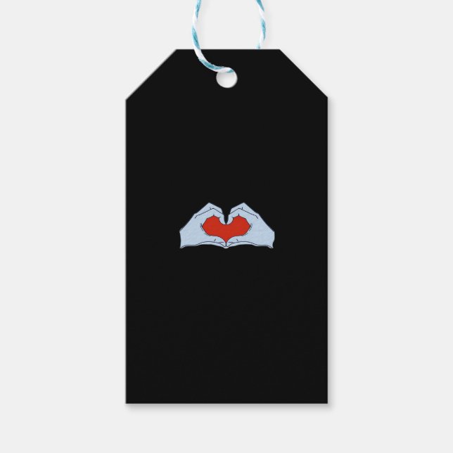 Etiqueta Para Presente Skeleton Heart Mãos Clássicas e Halloween Básico (Frente)