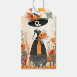 Etiqueta Para Presente Skeleton Lady La Catrina Dia dos Mortos