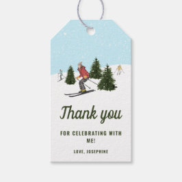 Etiqueta Para Presente Skiing Women Winter Slopes Birthday Thank You