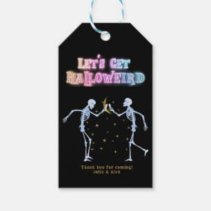 Etiqueta Para Presente Skull Neon Halloween Halloweire Dançando Esqueleto