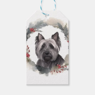 Etiqueta Para Presente Skye Terrier Christmas Wreath Festivo Pup