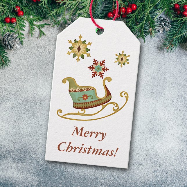 Etiqueta Para Presente Sleigh Snowflake Holiday (Criador carregado)