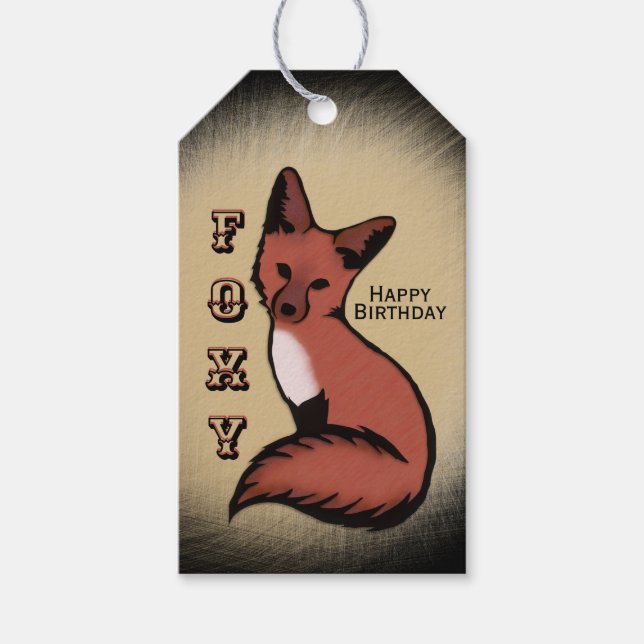 Etiqueta Para Presente Sly Red Foxy Fox Birthday (Frente)