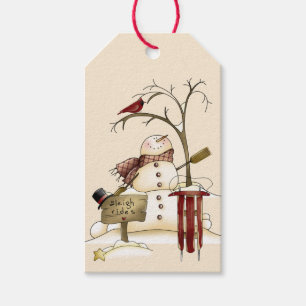 Etiqueta Para Presente Snowman Cardeal Sleigh Sleigh Snow Tree