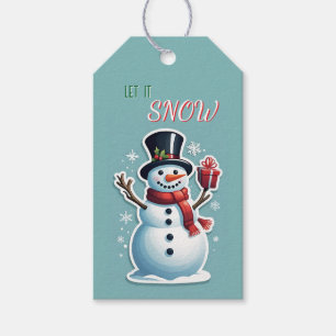 Etiqueta Para Presente Snowman Deixe-o nevar
