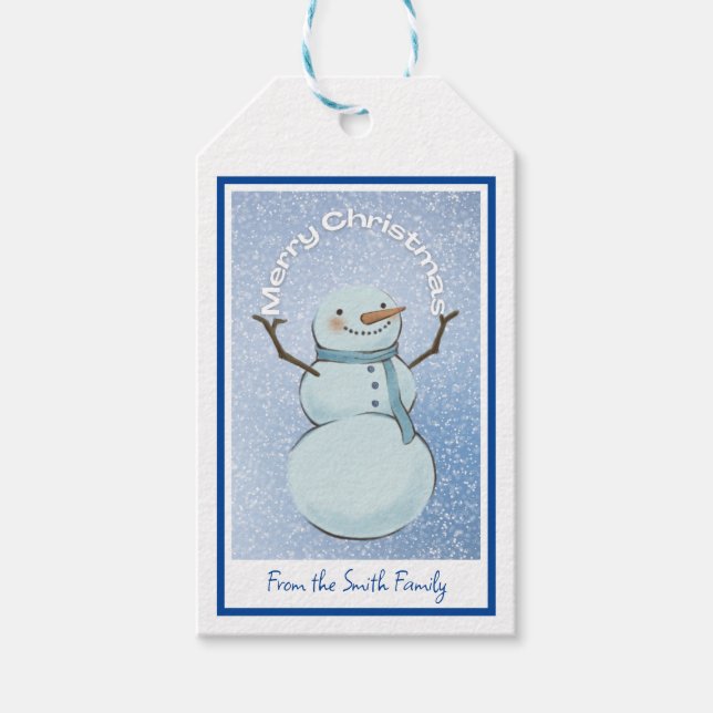 Etiqueta Para Presente Snowman Felry Natal (Frente)