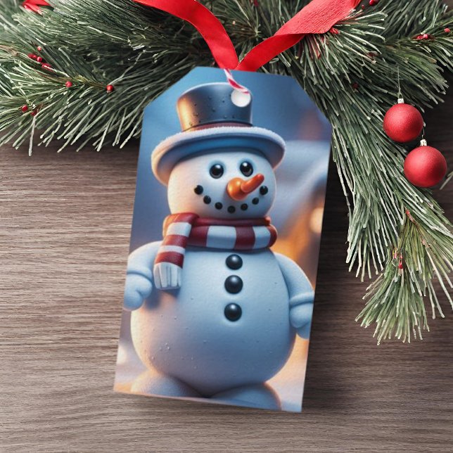 Etiqueta Para Presente Snowman Figura etiqueta de presente de Natal (Criador carregado)