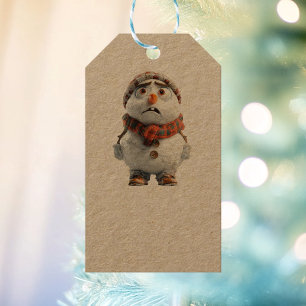 Etiqueta Para Presente Snowman Kraft Gift Tags