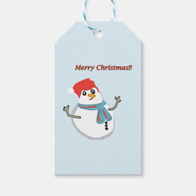 Etiqueta Para Presente Snowman, Merry Christmas!! (Frente)