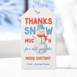 Etiqueta Para Presente Snowman Muito Obrigado A Neve