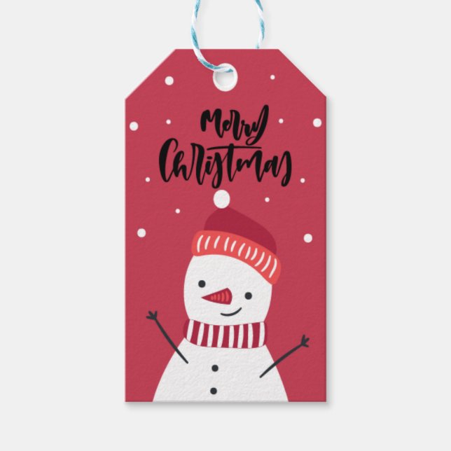 Etiqueta Para Presente Snowman Personalizado Feliz Natal (Frente)
