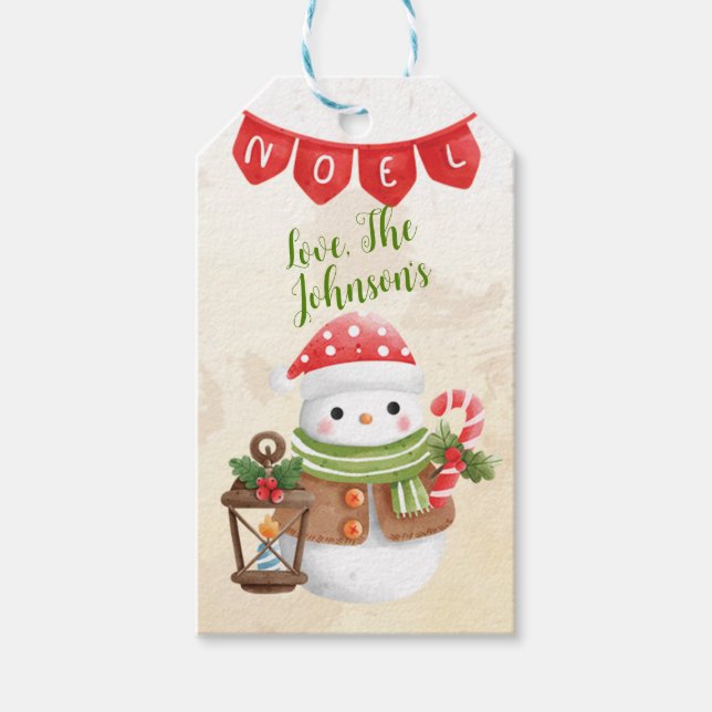 Etiqueta Para Presente Snowman Personalize (Frente)