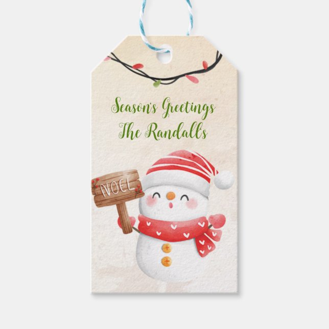 Etiqueta Para Presente Snowman Personalize (Frente)